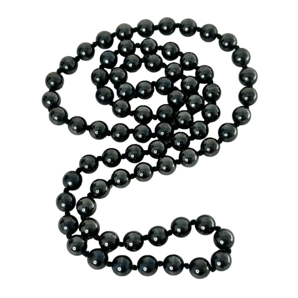 Black Hematite Beaded Necklace 28”